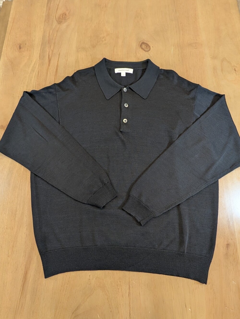 Pronto Uomo Black Long-Sleeve Polo Sweater Mens Size XL
